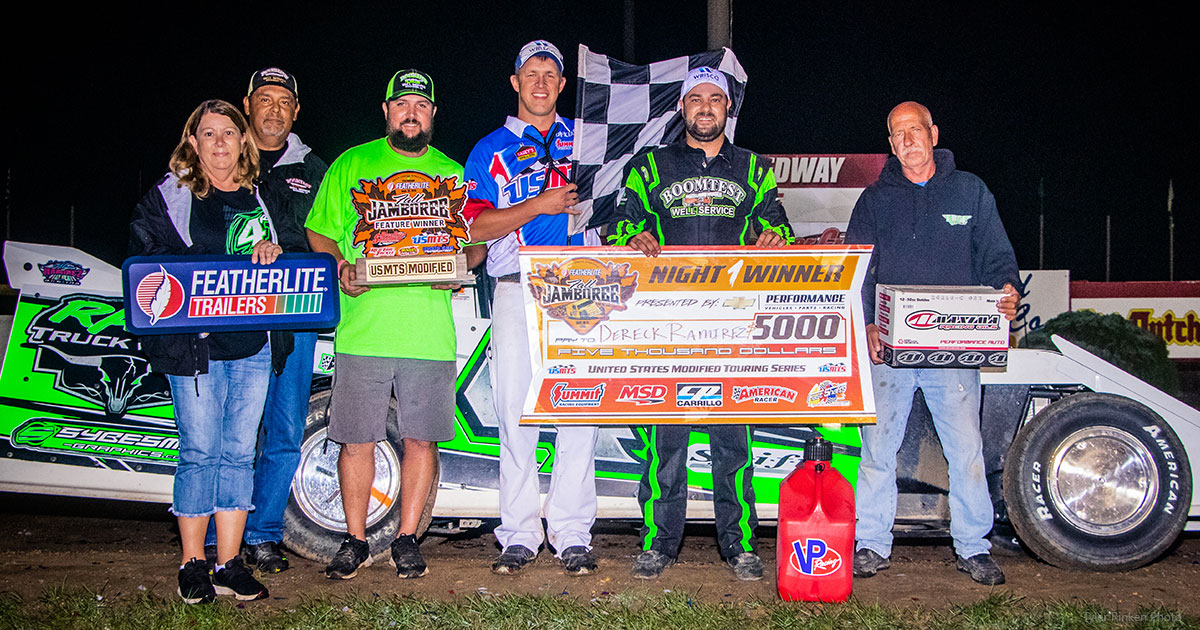 Dereck ramirez celebrates with family and crew members following his victory thursday night.